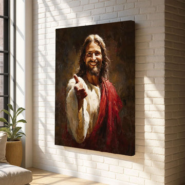 Jesus Smiling Canvas , Christian Wall Art, Religious Home Decor, Faith Gift Idea