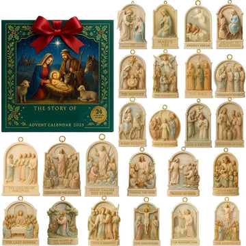Jesus Nativity Advent Calendar, 24-Piece 2D Blind Box Christmas Countdown Decor, Christian Holiday Gift