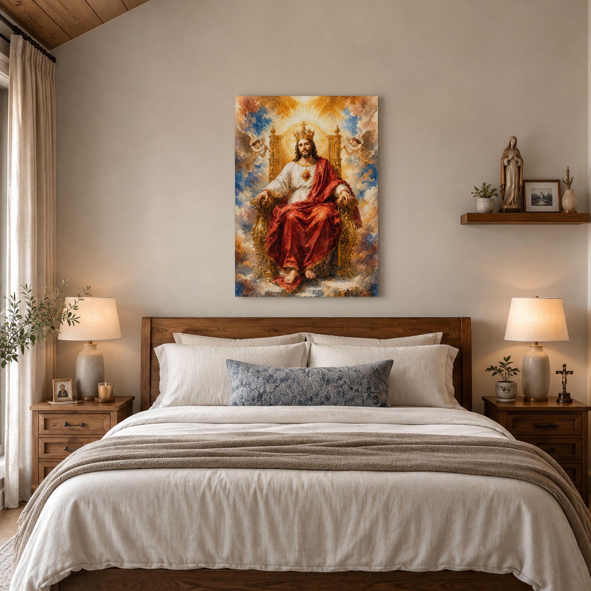 Christ the King on His Heavenly Throne Canvas Print, Catholic Home Decor