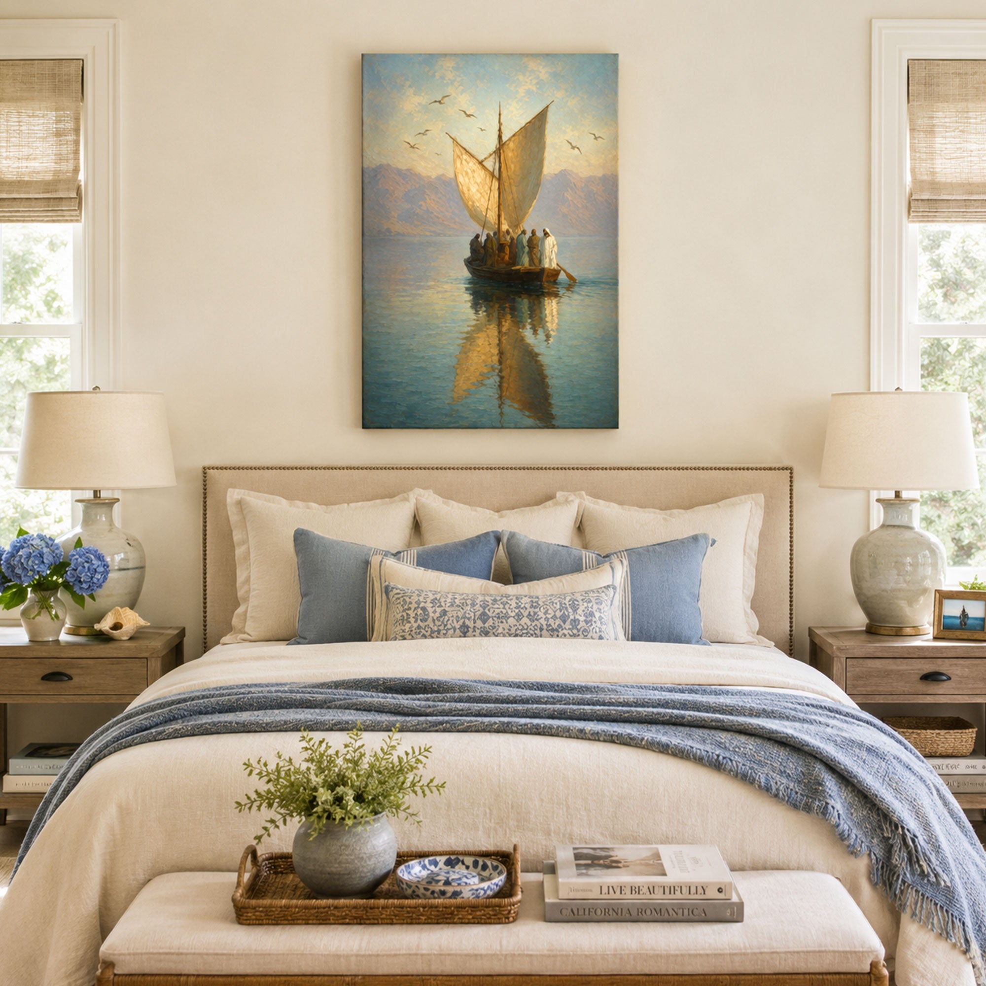 Jesus and His Disciples at Sea Canvas Print, Christian Home Decor