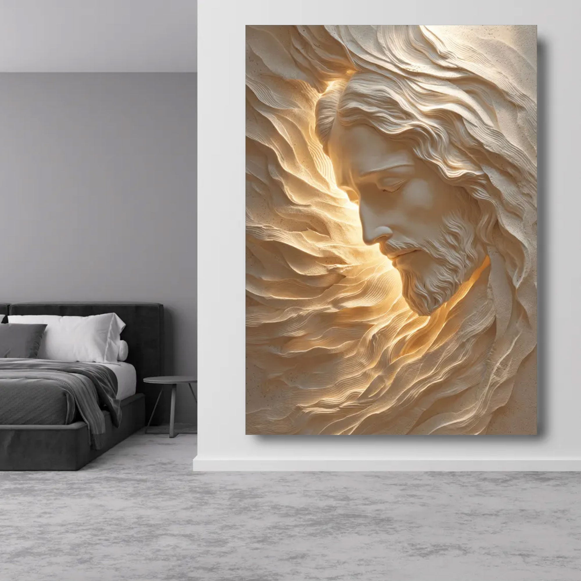 Radiant Jesus Canvas Print, Divine Light Portrait Wall Art, Christian Spiritual Decor, Inspirational Faith Gift