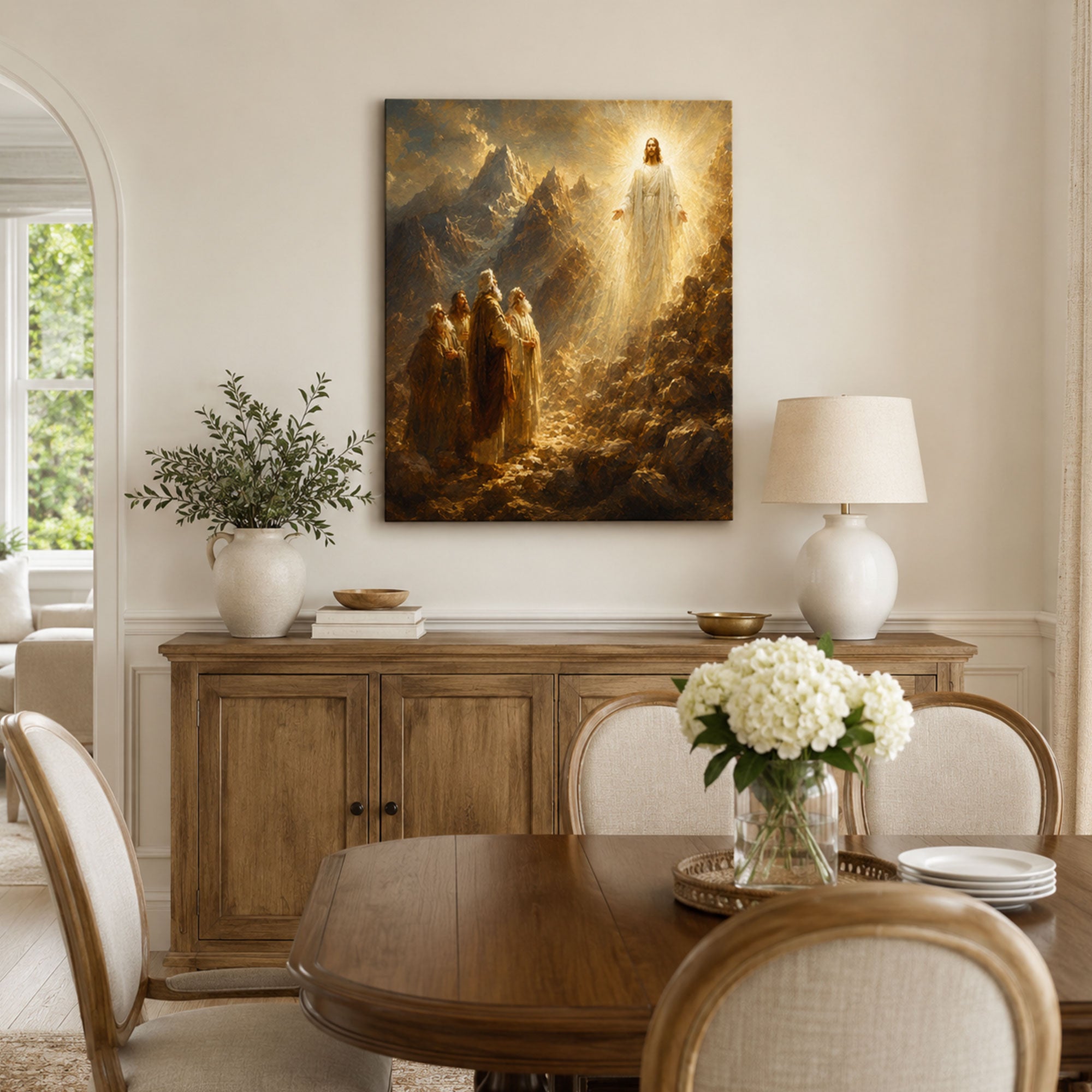 Radiant Jesus Above the Disciples Canvas Print, Faith Home Decor
