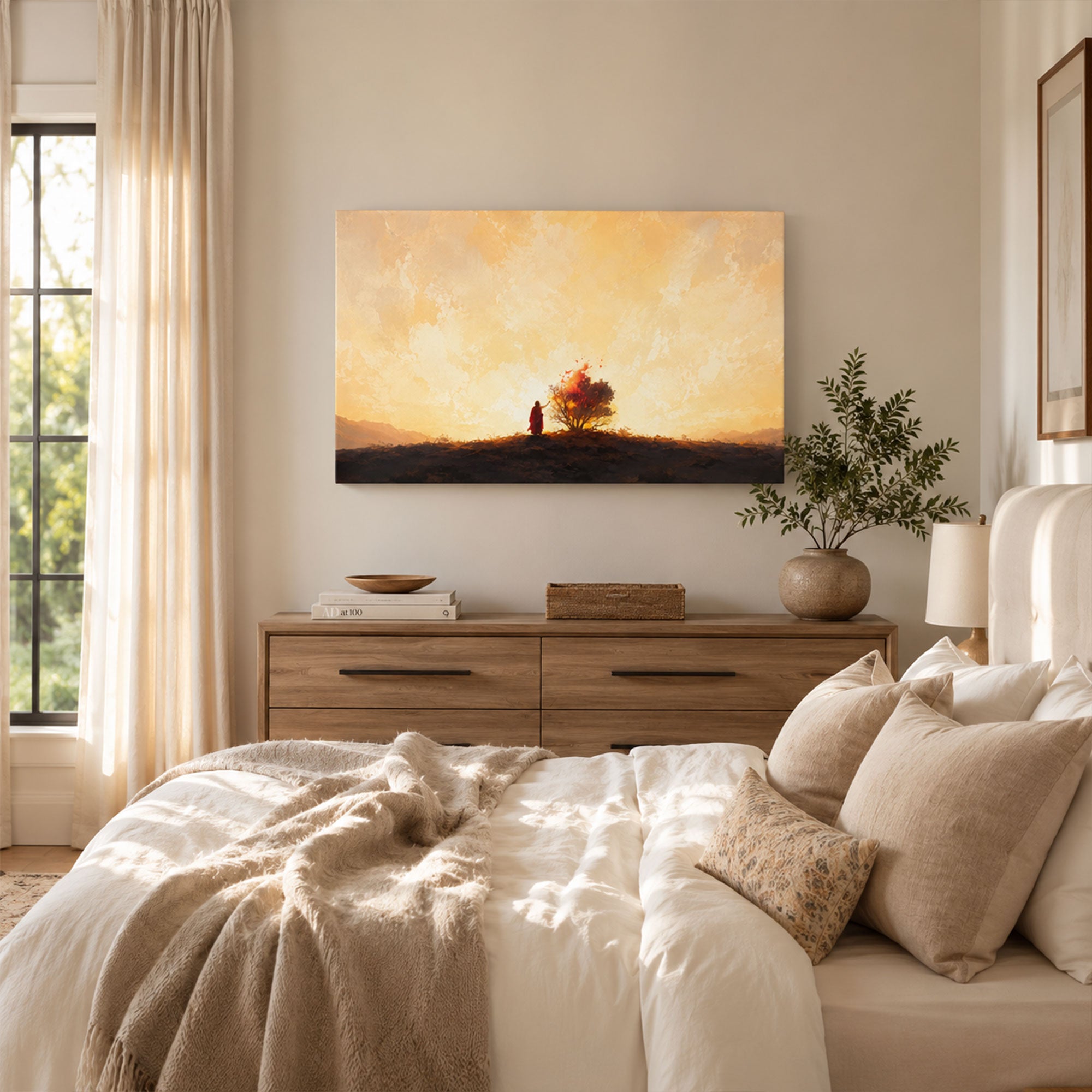 Moses at the Burning Bush Canvas Print, Exodus 3 Christian Decor