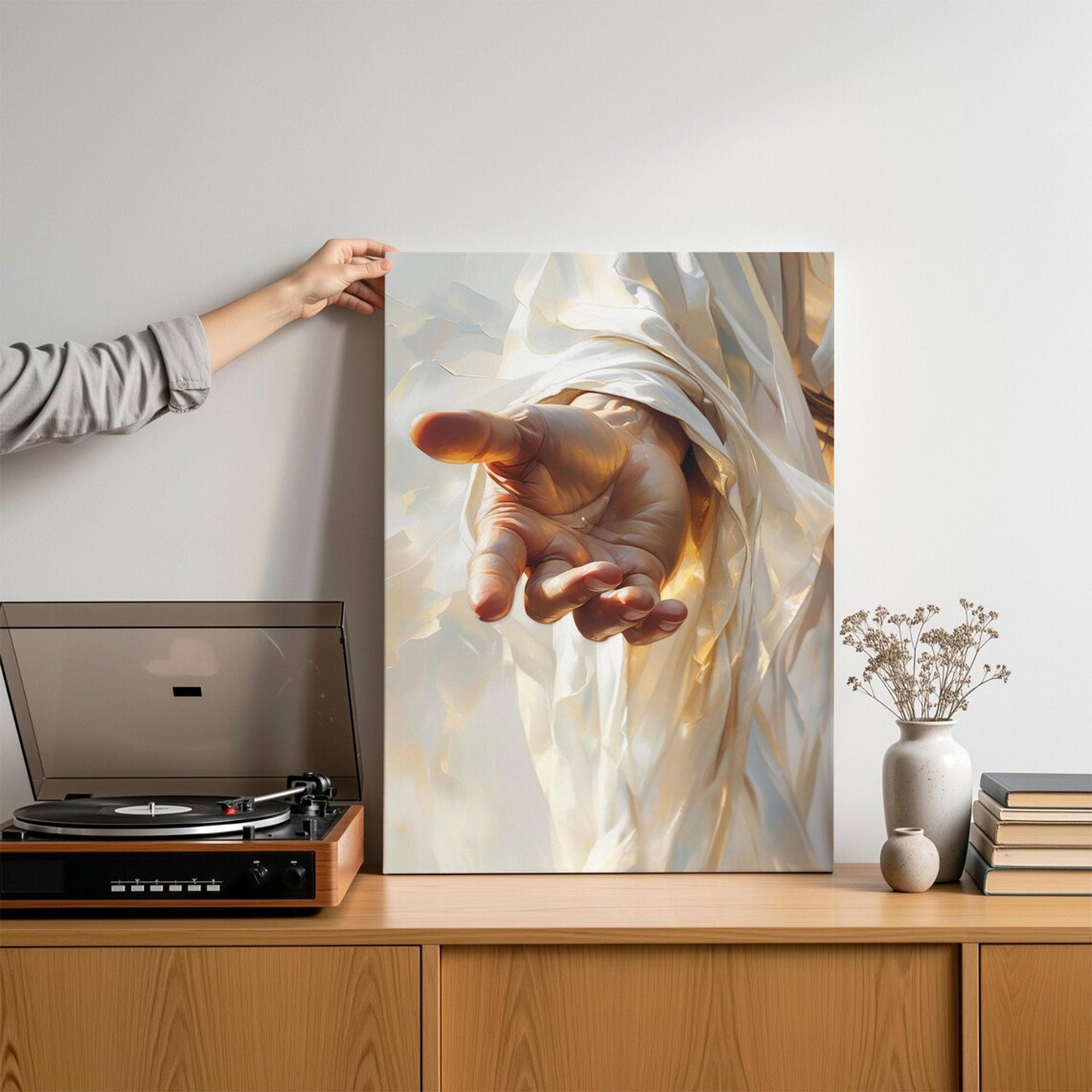 Hand of Christ Canvas Print, Christian Wall Art, Faith Inspired Religious Decor for Prayer Room Home