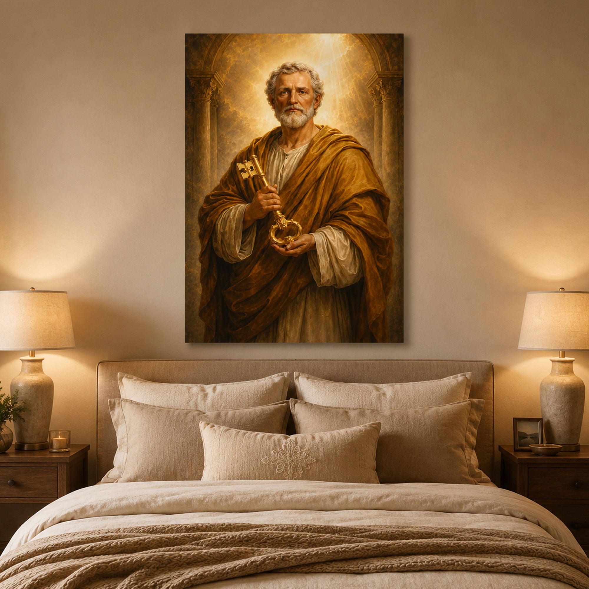 St. Peter the Apostle Canvas Print, Keys to Heaven Catholic Wall Art, Faith Home Decor Gift
