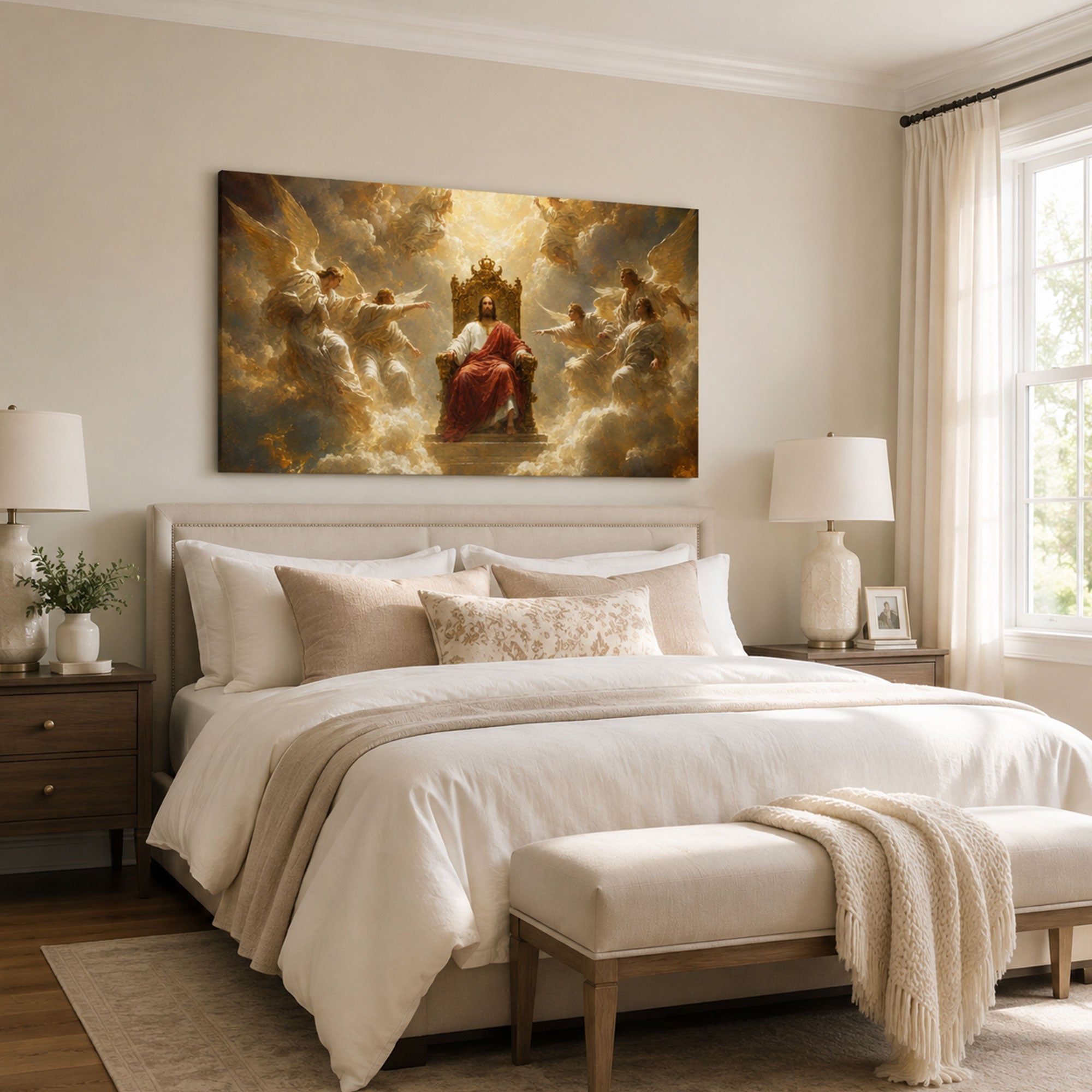 Christ the King Jesus Canvas Print, Heavenly Throne Christian Wall Decor, King of Kings Faith Gift