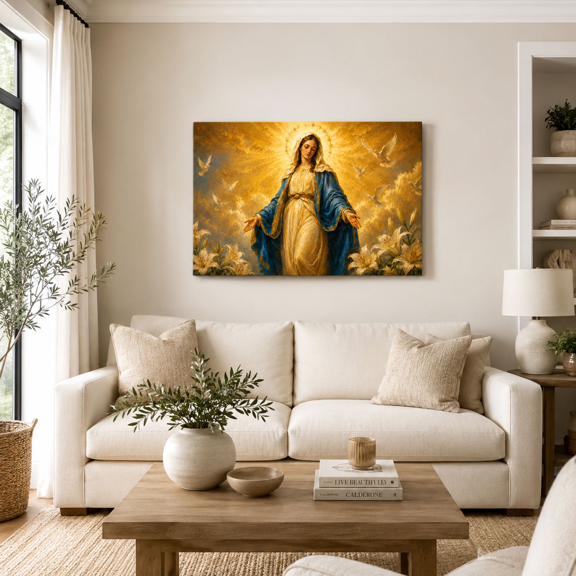Blessed Virgin Mary Canvas Print, Our Lady Catholic Wall Decor, Marian Faith Gift