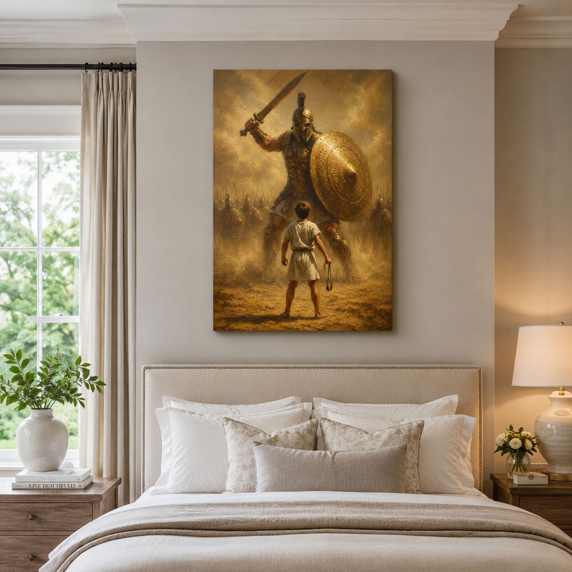 The Battle Is the Lord’s David and Goliath Canvas Print, Christian Home Decor