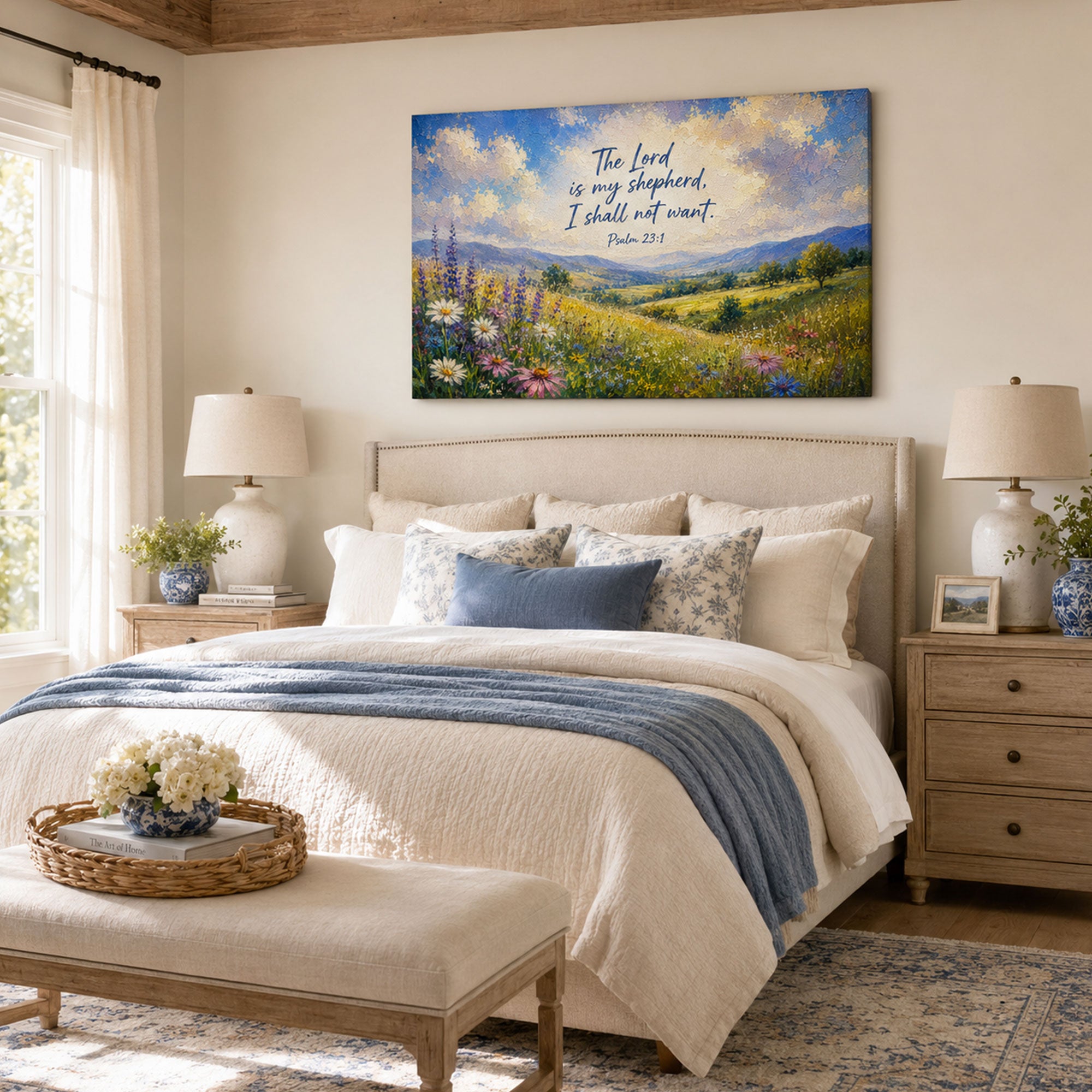Psalm 23:1 Canvas Print, The Lord Is My Shepherd Christian Decor