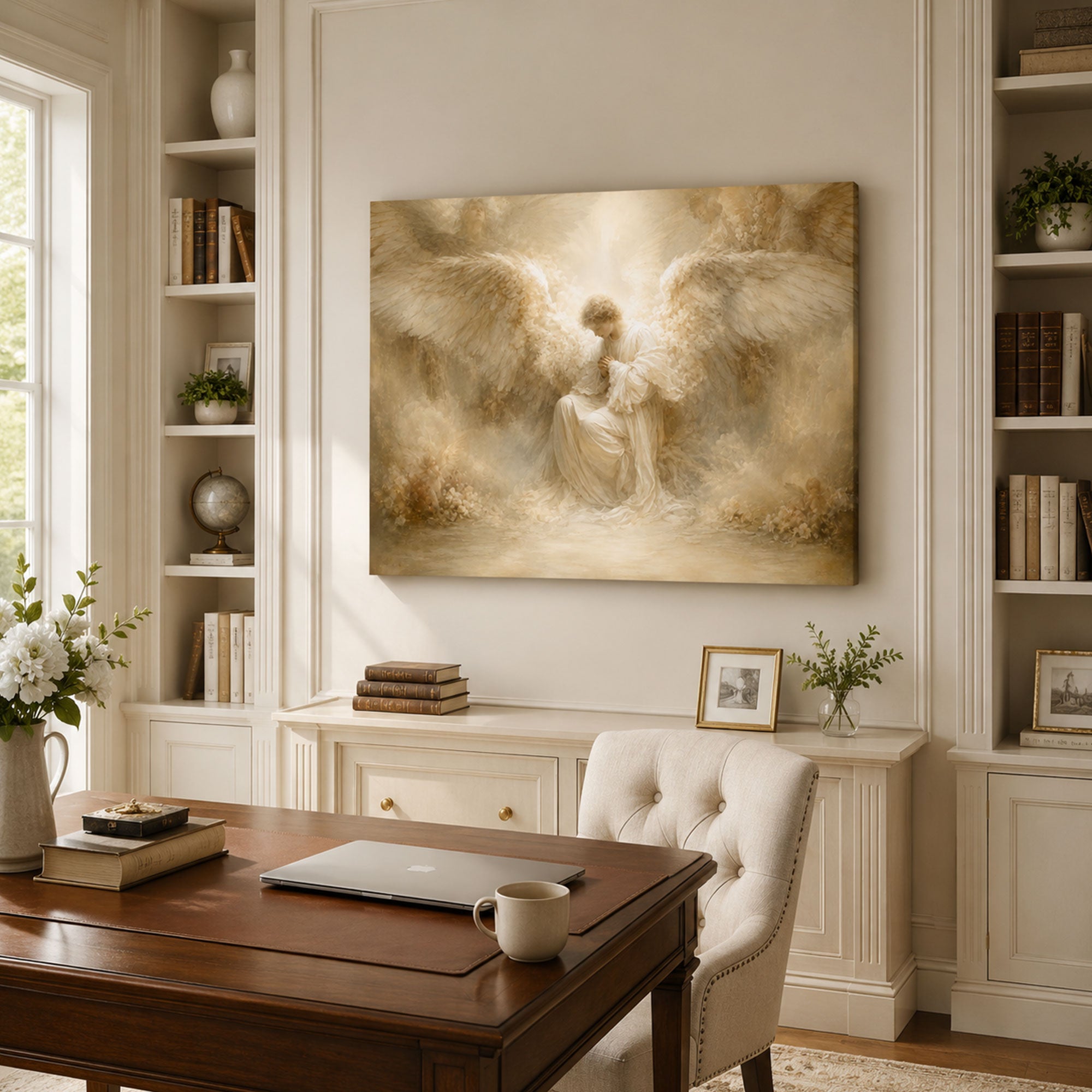 Angel Wings Prayer Canvas Print, Soft Christian Faith Wall Decor