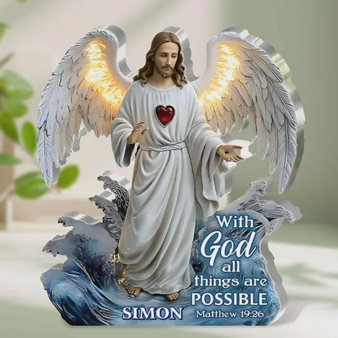 Personalized Matthew 19:26 Acrylic Plaque, With God All Things Are Possible Christian Gift, Custom Name Faith Table Decor