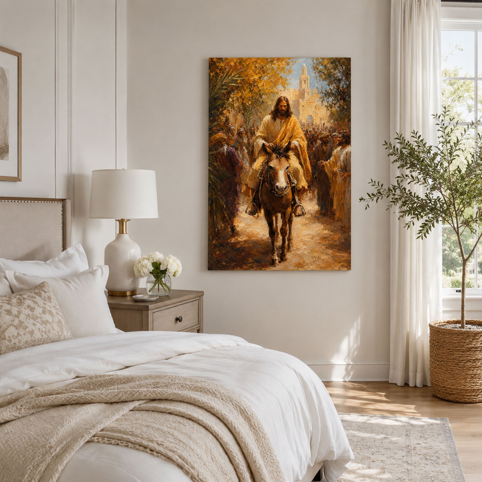 Jesus Triumphal Entry into Jerusalem Canvas Print, Palm Sunday Christian Wall Decor, Faith Gift
