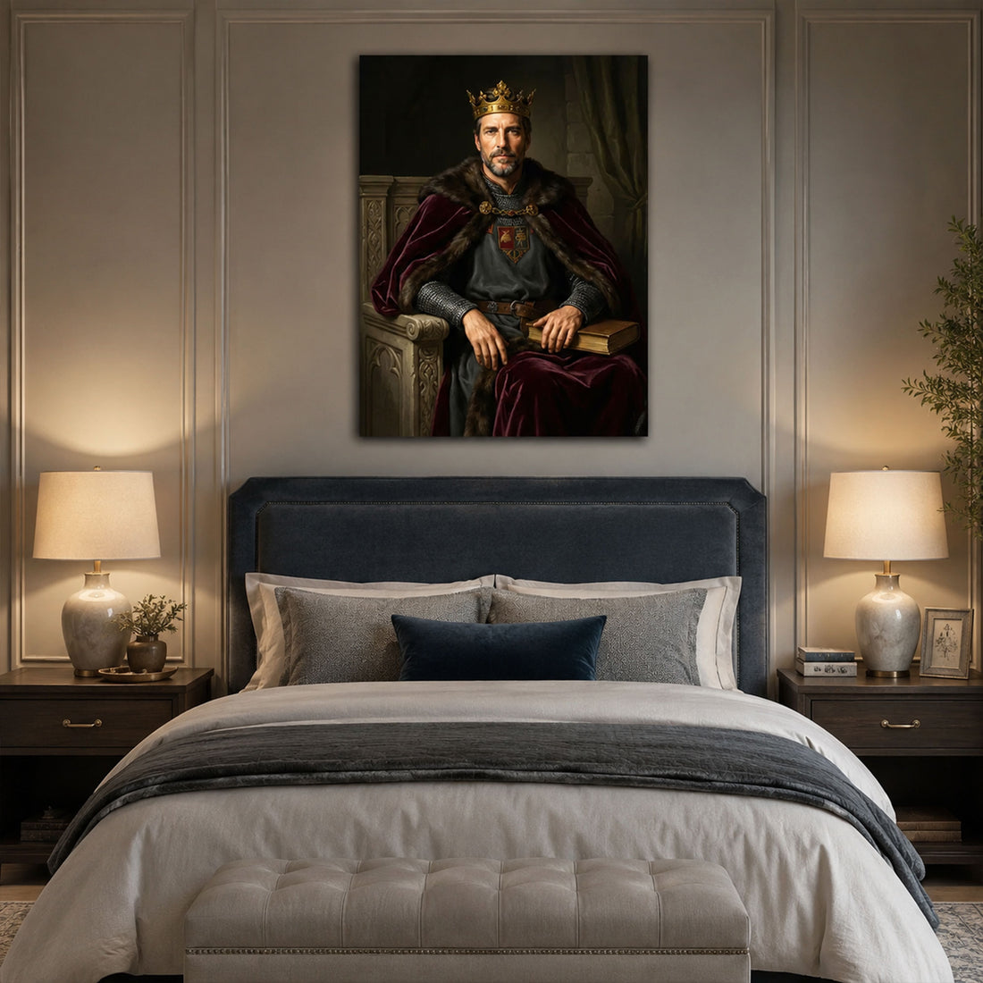 Custom Face For Dad King Canvas, Personalized Royal Portrait, Funny Father’s Day Gift