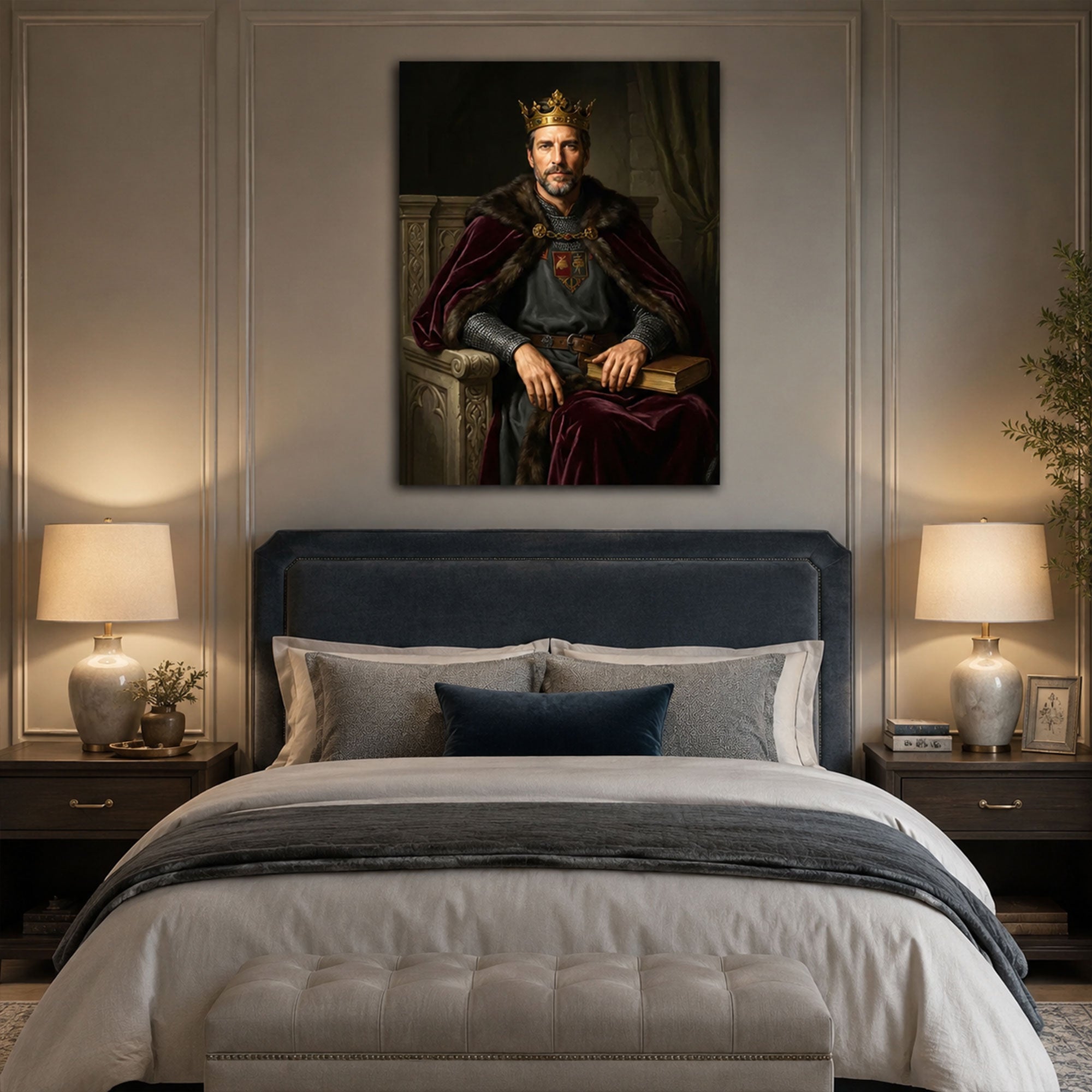 Custom Face For Dad King Canvas, Personalized Royal Portrait, Funny Father’s Day Gift