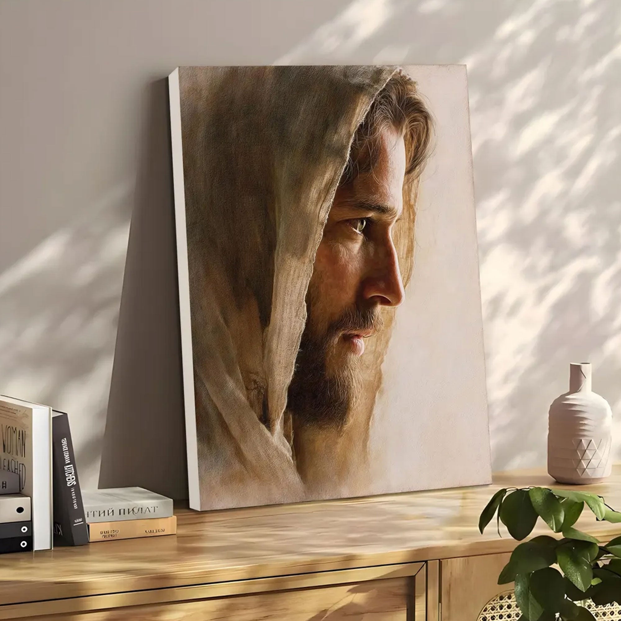 Jesus Portrait Canvas Art, Soft Christian Wall Decor, Religious Home Artwork, Inspirational Faith Gift, Modern Spiritual Decor