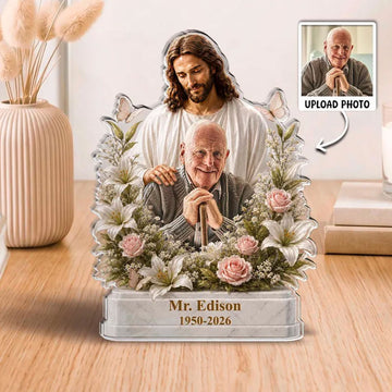 Custom Jesus Memorial Acrylic Plaque, Personalized Memorial Keepsake, Christian Sympathy Gift for Family, Single-Sided 2D Flat Decor