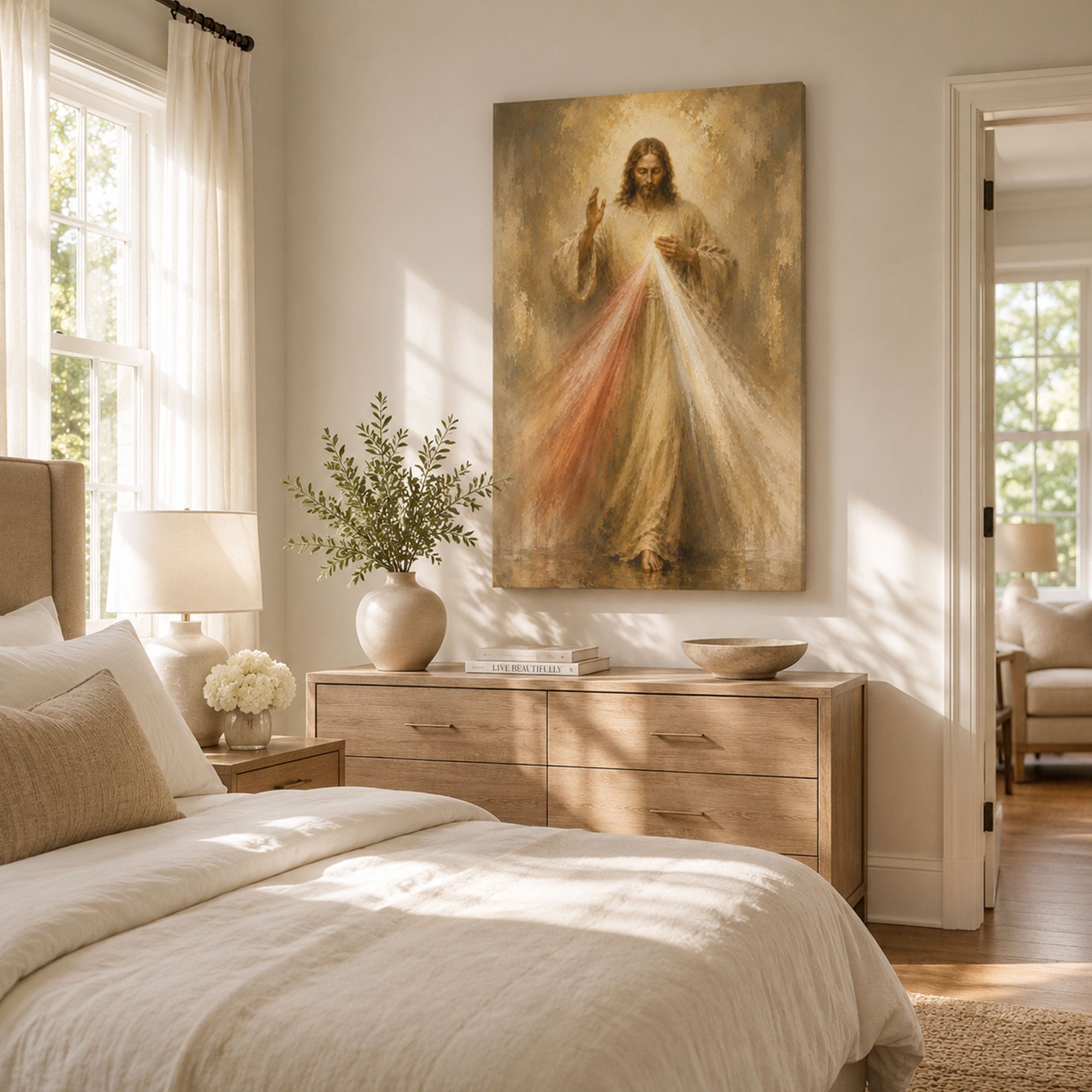 Divine Mercy Jesus Canvas Print, Jesus I Trust in You Catholic Wall Decor, Christian Faith Gift
