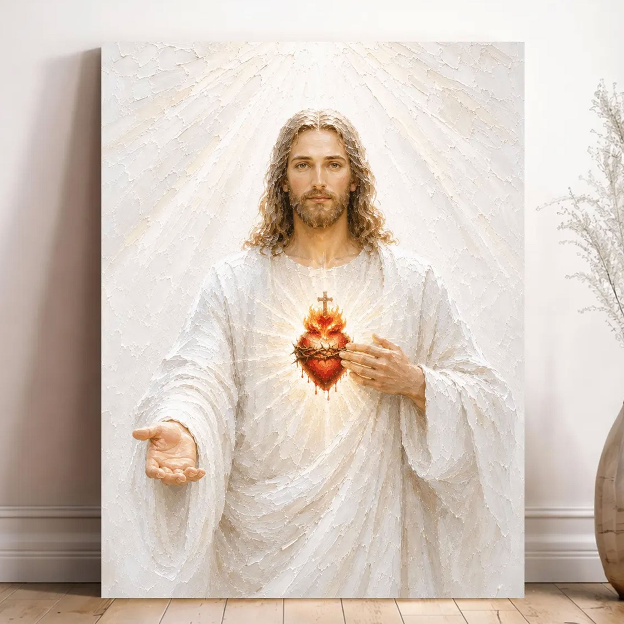 Christian Wall Art of Mercy and Hope, Peaceful Savior Canvas Print Filled With Grace and Faith