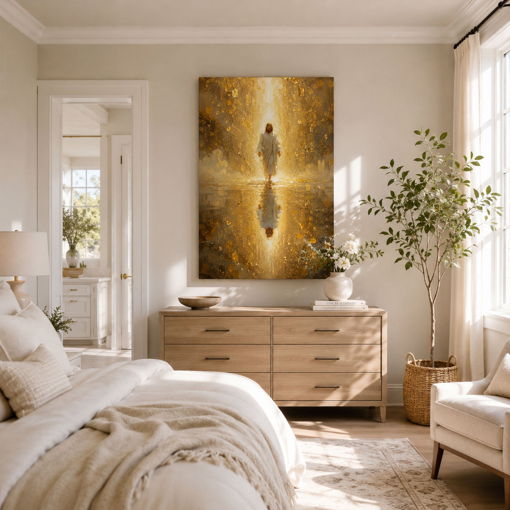 Jesus Walking in Divine Light Canvas Print, Light of the World Christian Wall Decor, Faith Gift