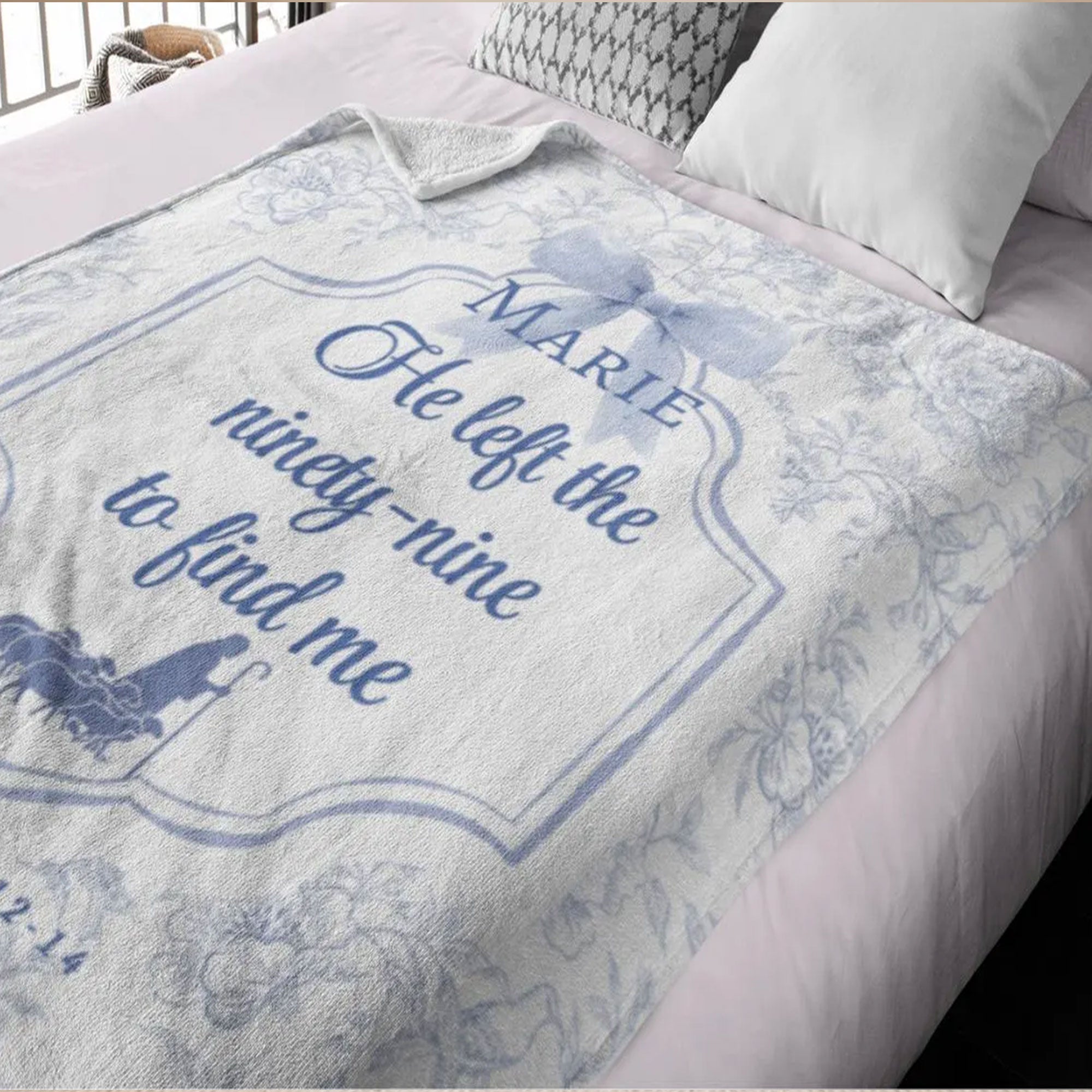 Custom Name Christian Blanket for Girl, He Left The 99 Throw, Bible Verse Fleece Blanket, Inspirational Faith Gift for Daughter, Teen Girl Gift