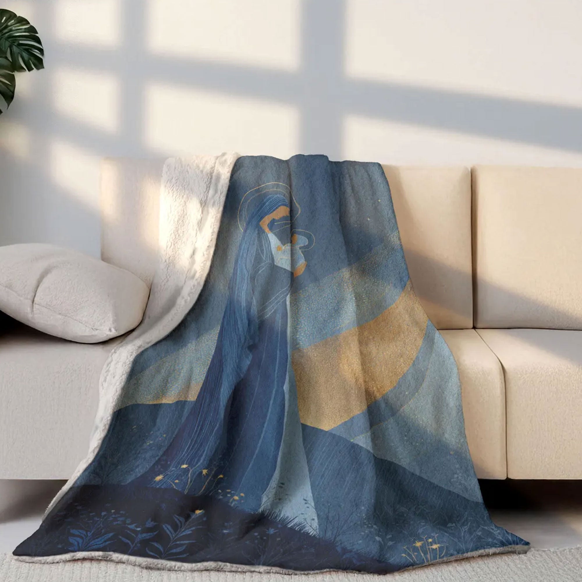 Nativity Scene Fleece Blanket, Holy Night Throw, Religious Gift, Catholic Home Decor, Christian Christmas Blanket