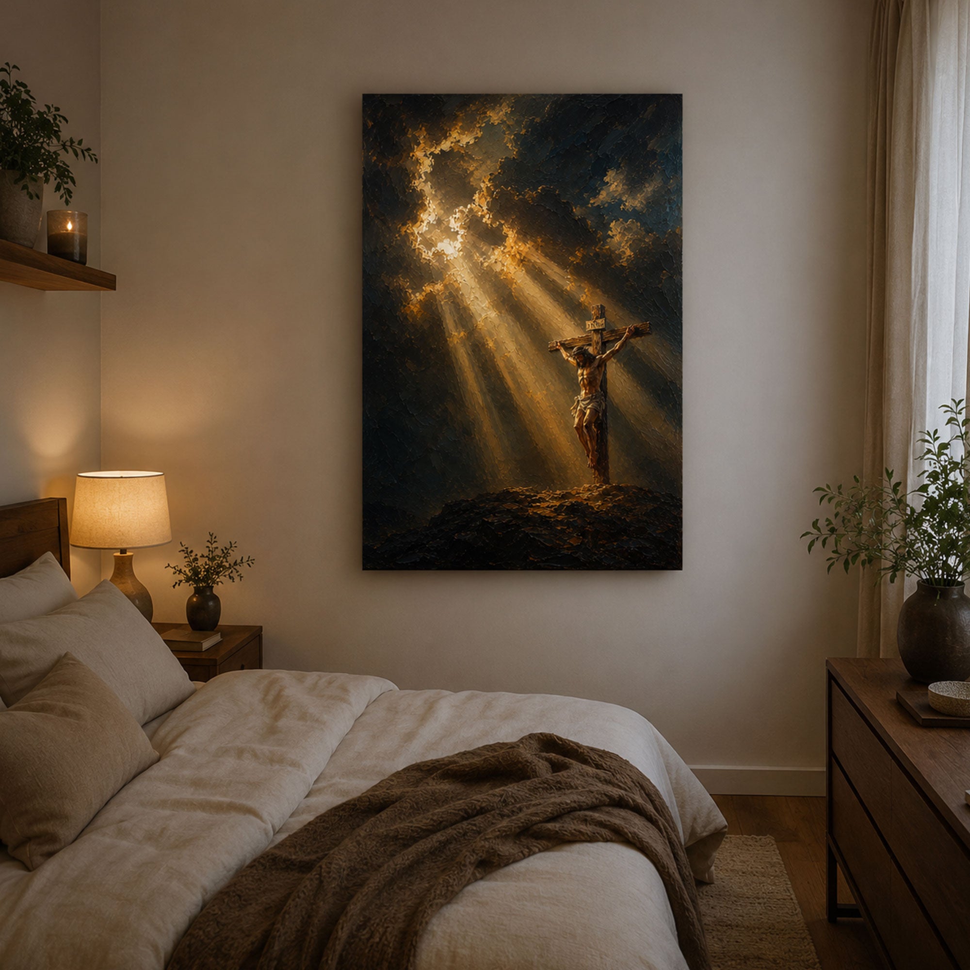 Crucifixion of Jesus Canvas Print, Good Friday Christian Wall Art, Faith Home Decor