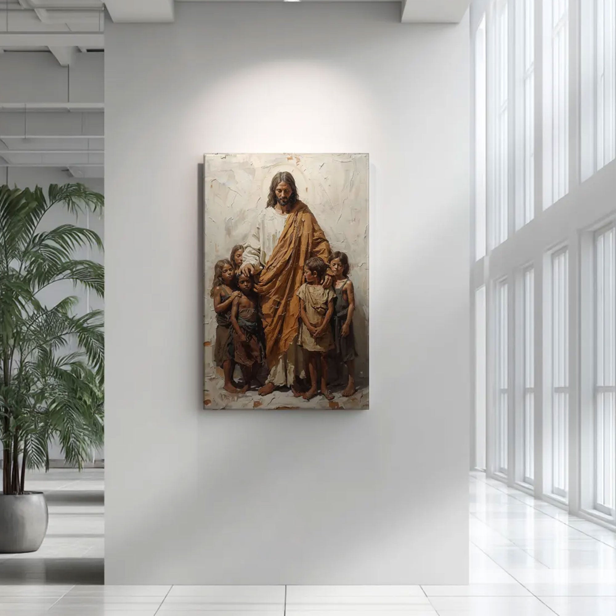 Jesus Blessing Children Canvas Print, Christian Wall Art, Faith Inspired Home Decor, Easter Religious Artwork