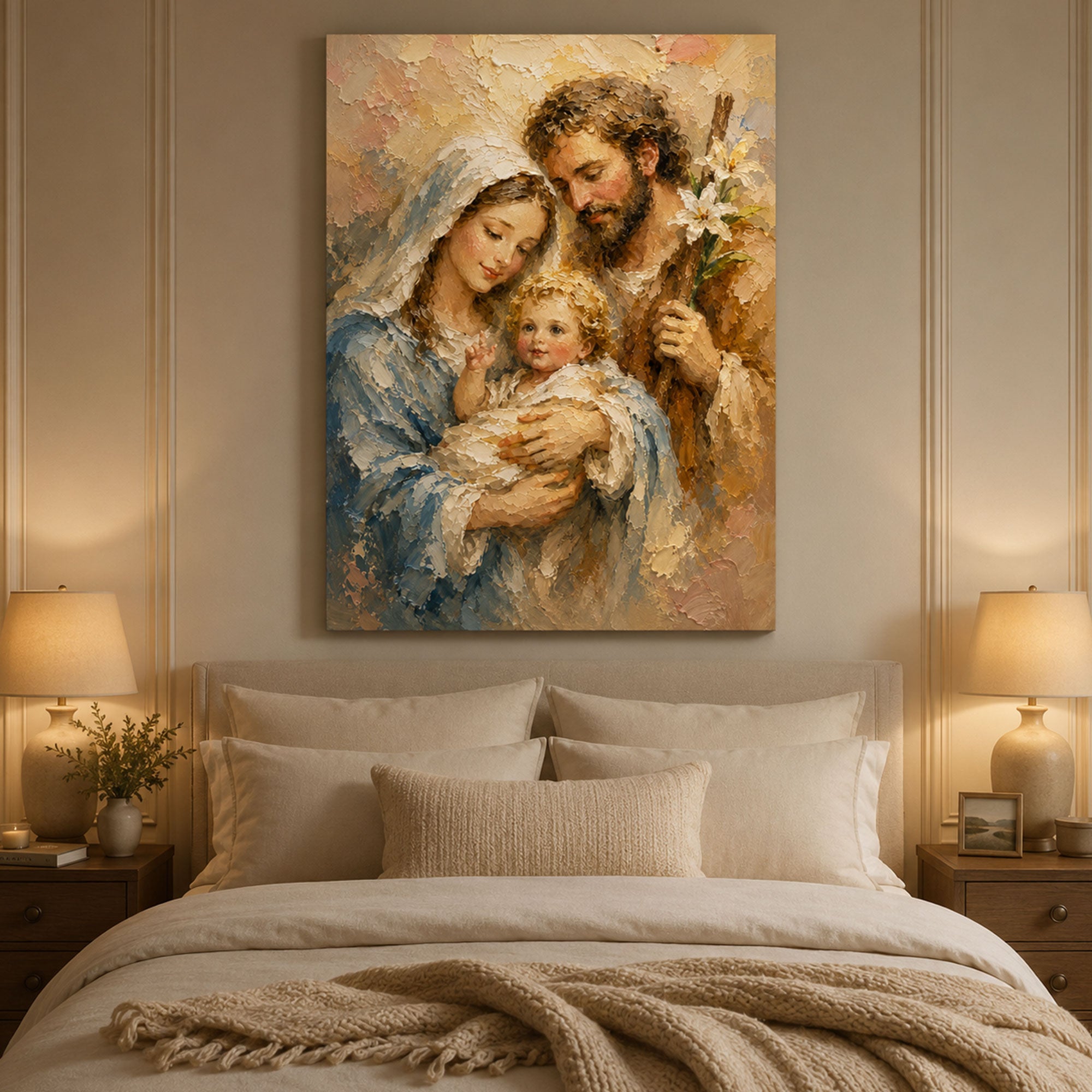 Holy Family Canvas Print, Jesus Mary and Joseph Catholic Wall Art, Sacred Christian Home Decor