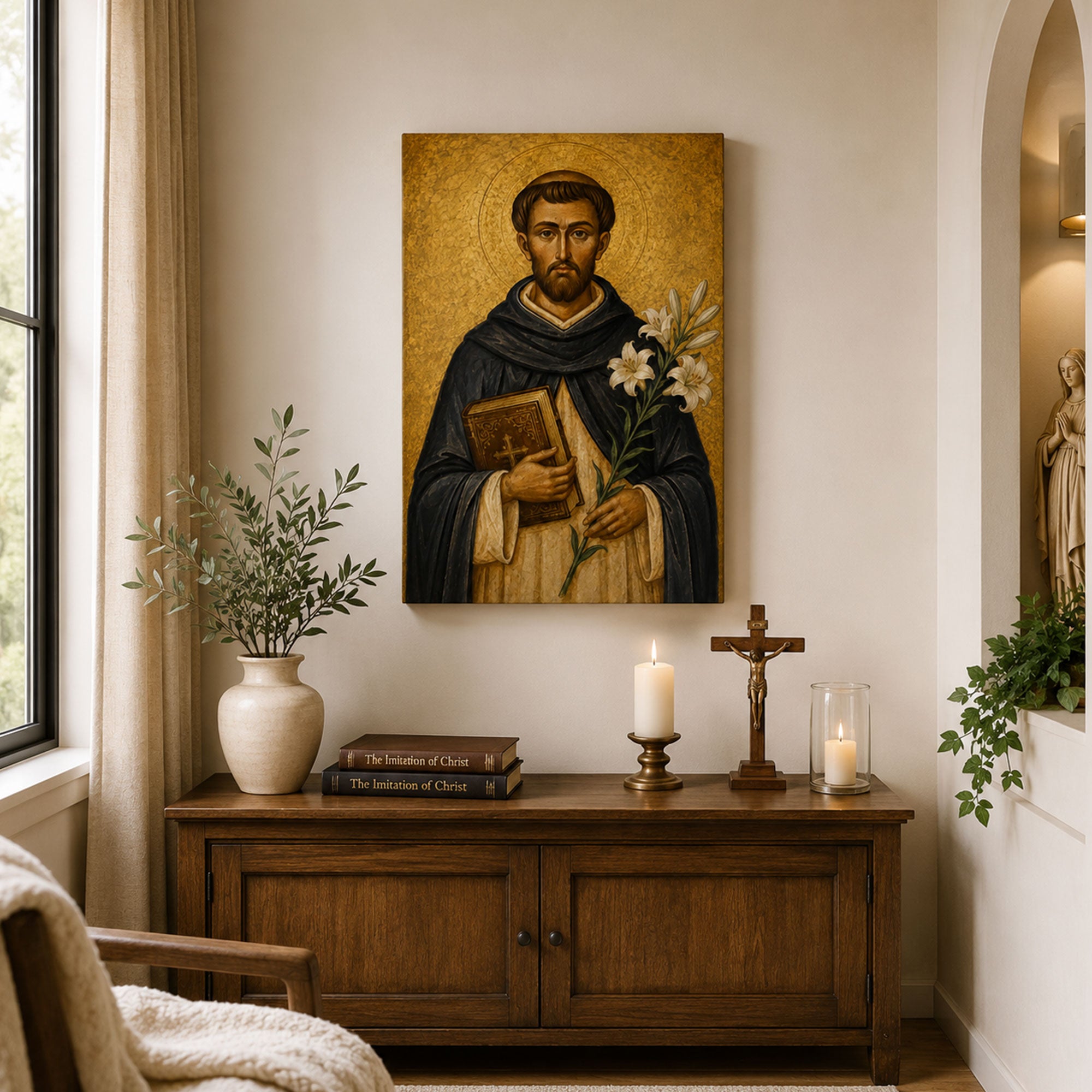 Saint Dominic de Guzman Canvas Print, Catholic Wall Decor, Dominican Faith Gift