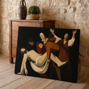 The Entombment of Christ Canvas Print, Modern Abstract Christian Wall Art, Sacred Passion Scene, Minimalist Religious Decor