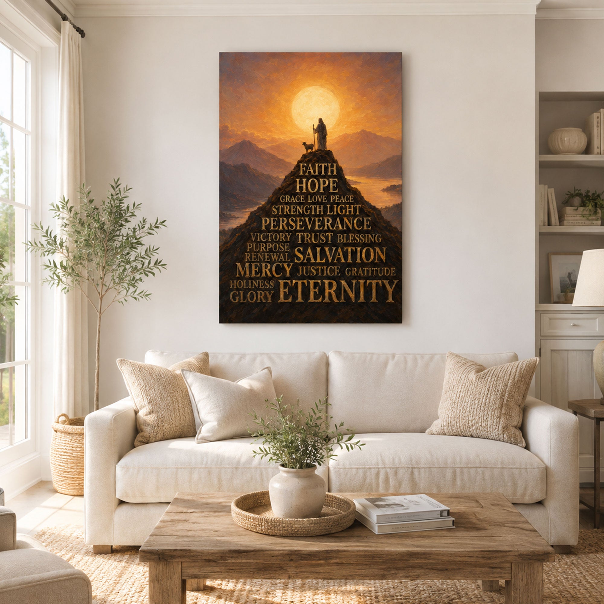 Faith Hope Love Jesus Canvas Print, Christian Inspirational Wall Decor, Salvation Faith Gift