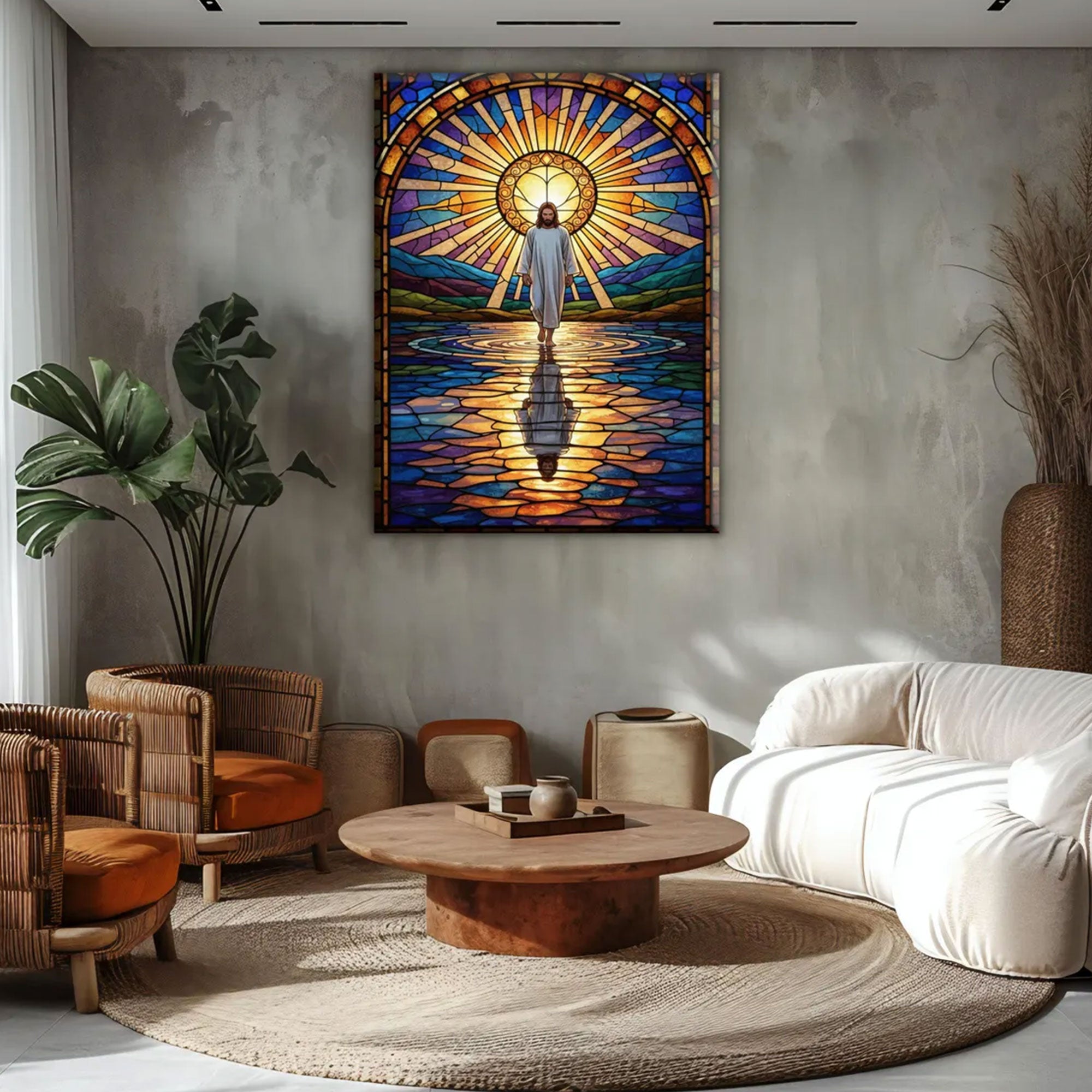 Jesus Walking on Water Canvas Print, Matte Stretched Christian Wall Art, Inspirational Faith Home Decor