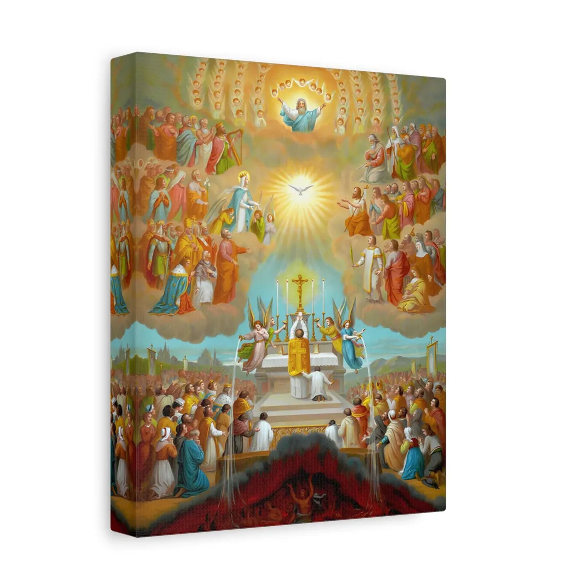The Communion of the Saints Canvas Print, The Mass in Heaven and Earth Tridentine Catholic Art & Holy Souls All Souls Day Decor