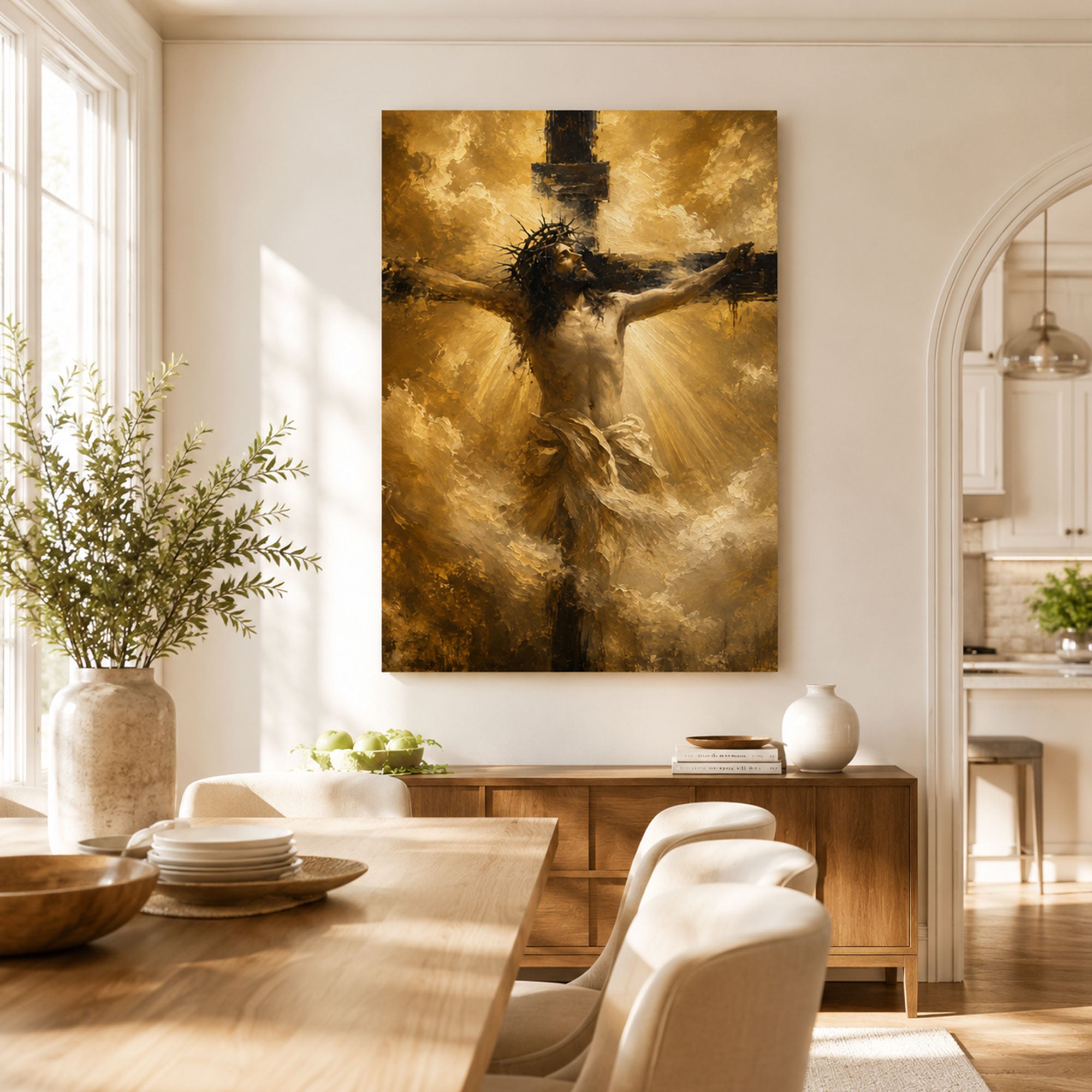 Jesus on the Cross Canvas Print, Crucifixion of Christ Christian Wall Decor, Faith Gift