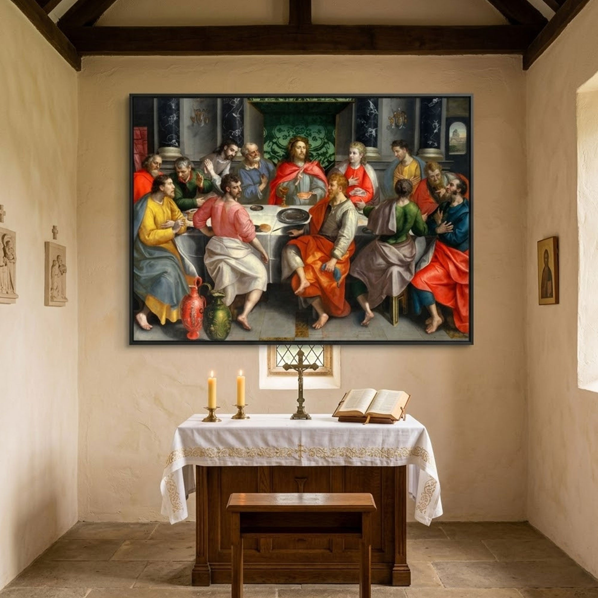 The Last Supper Canvas Print, Jesus and Twelve Disciples Wall Art, Renaissance Religious Painting, Christian Home Decor, Inspirational Faith Gift