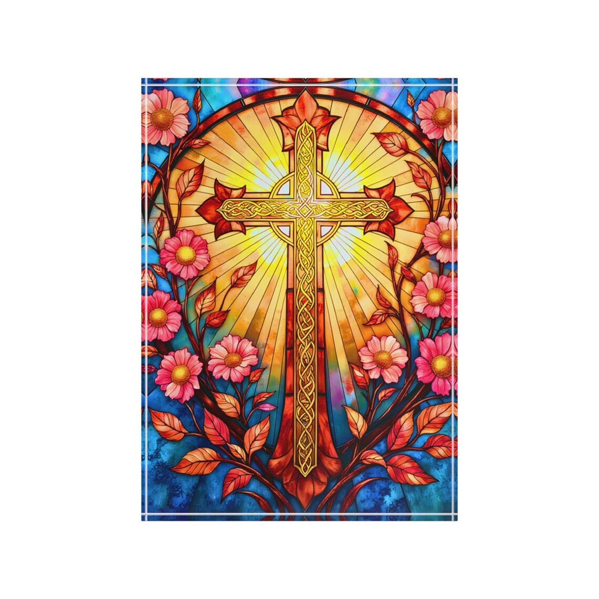Stained Glass Cross Acrylic Plaque, Easter Christian Catholic Gift, Comfort Gift for Friend, Housewarming Faith Decor