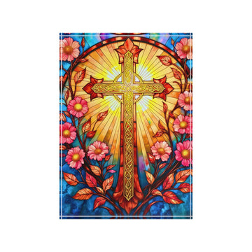 Stained Glass Cross Acrylic Plaque, Easter Christian Catholic Gift, Comfort Gift for Friend, Housewarming Faith Decor