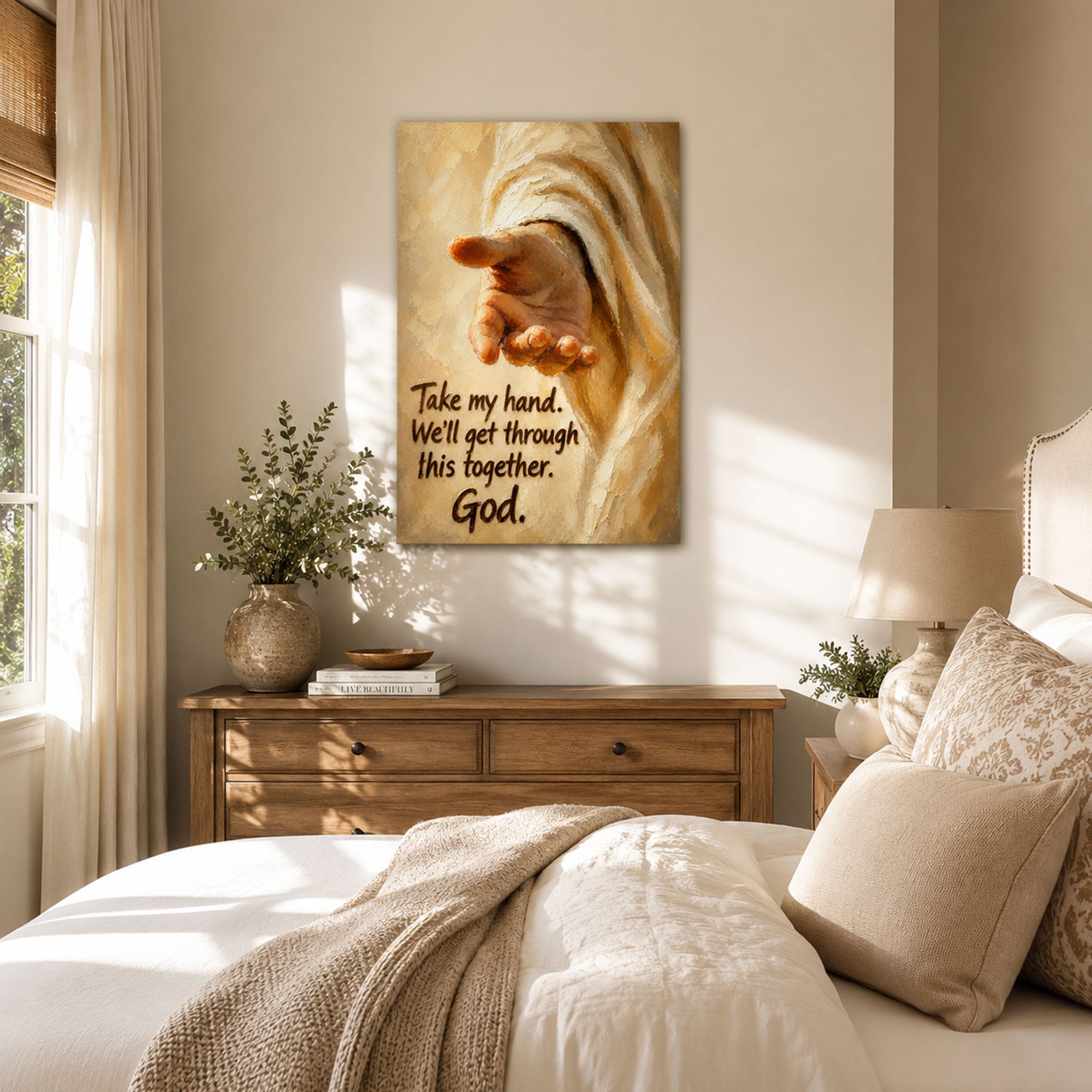Take My Hand God Canvas Print, We’ll Get Through This Together Christian Wall Decor, Faith Gift