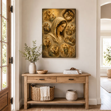 Life of the Virgin Mary Canvas Print, Catholic Wall Decor, Marian Faith Gift