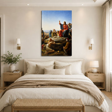 Jesus Sermon on the Mount Canvas Print, Matthew 5 Christian Wall Decor, Bible Faith Gift