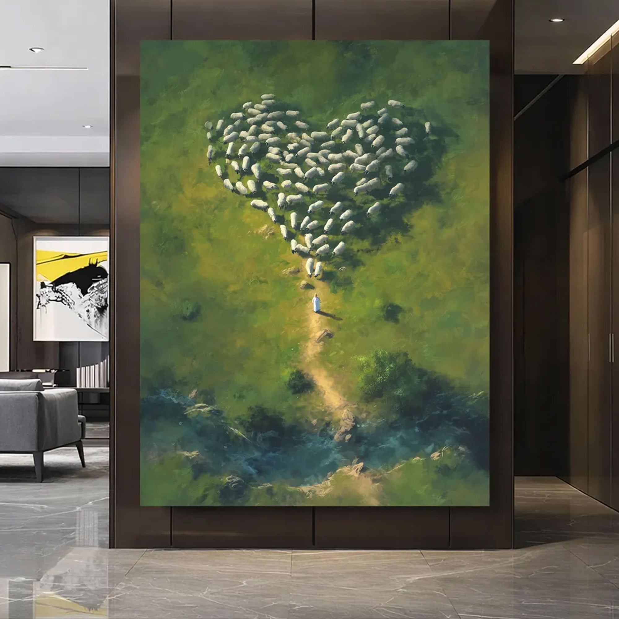 Jesus Shepherd Heart Flock Canvas Print, Christian Wall Art, Religious Faith Decor
