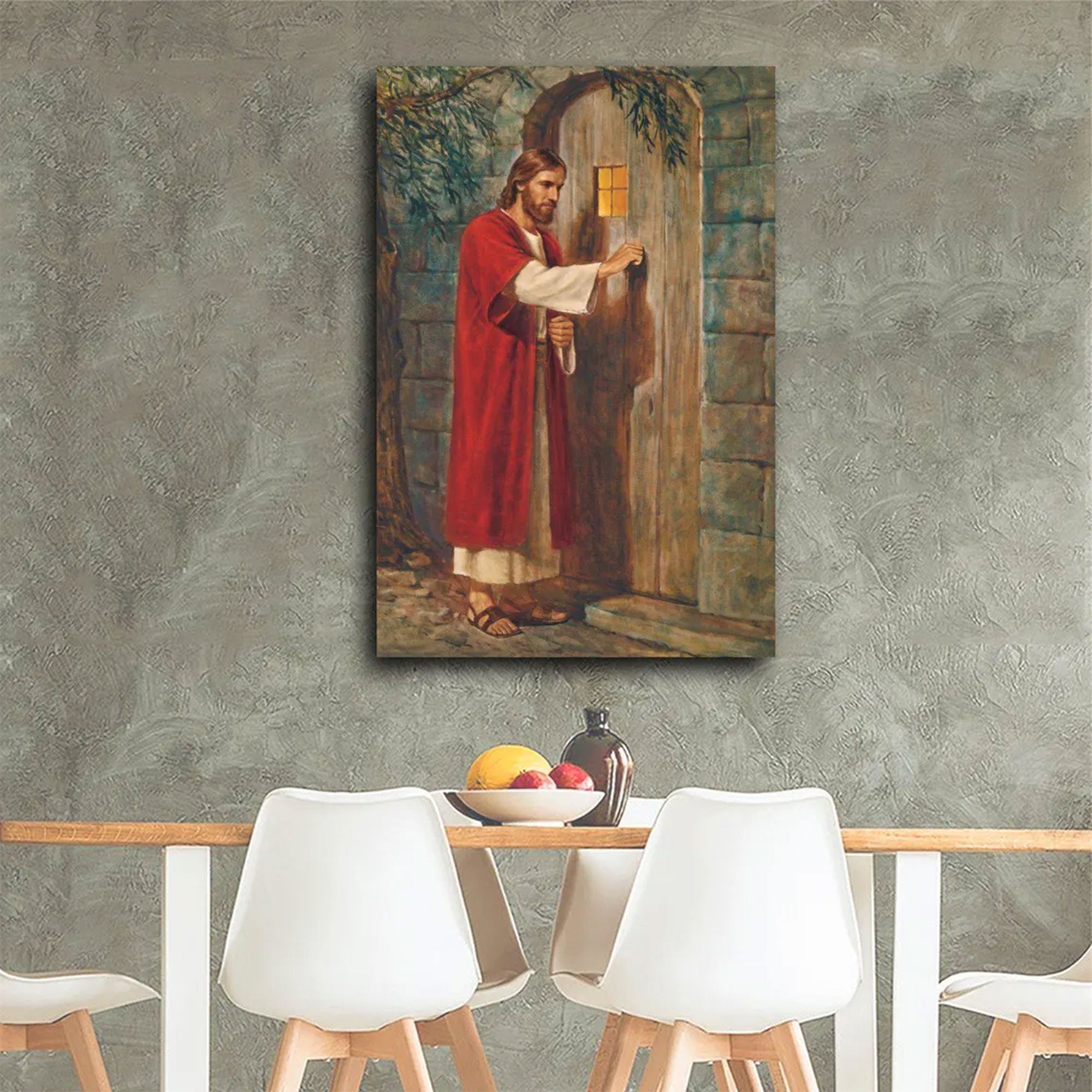 Jesus Knocking on the Door Wall Art Canvas, Christian Faith Decor, Religious Gift for Home