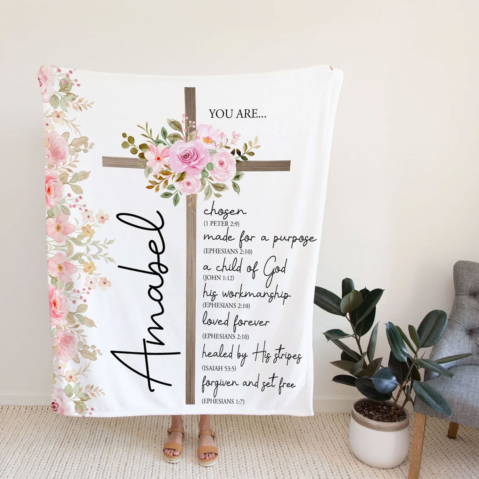 Personalized Christian Blanket for Women, Bible Verse Throw Blanket, Inspirational Gift, Jesus Lover Gift, Faith Gift for Her