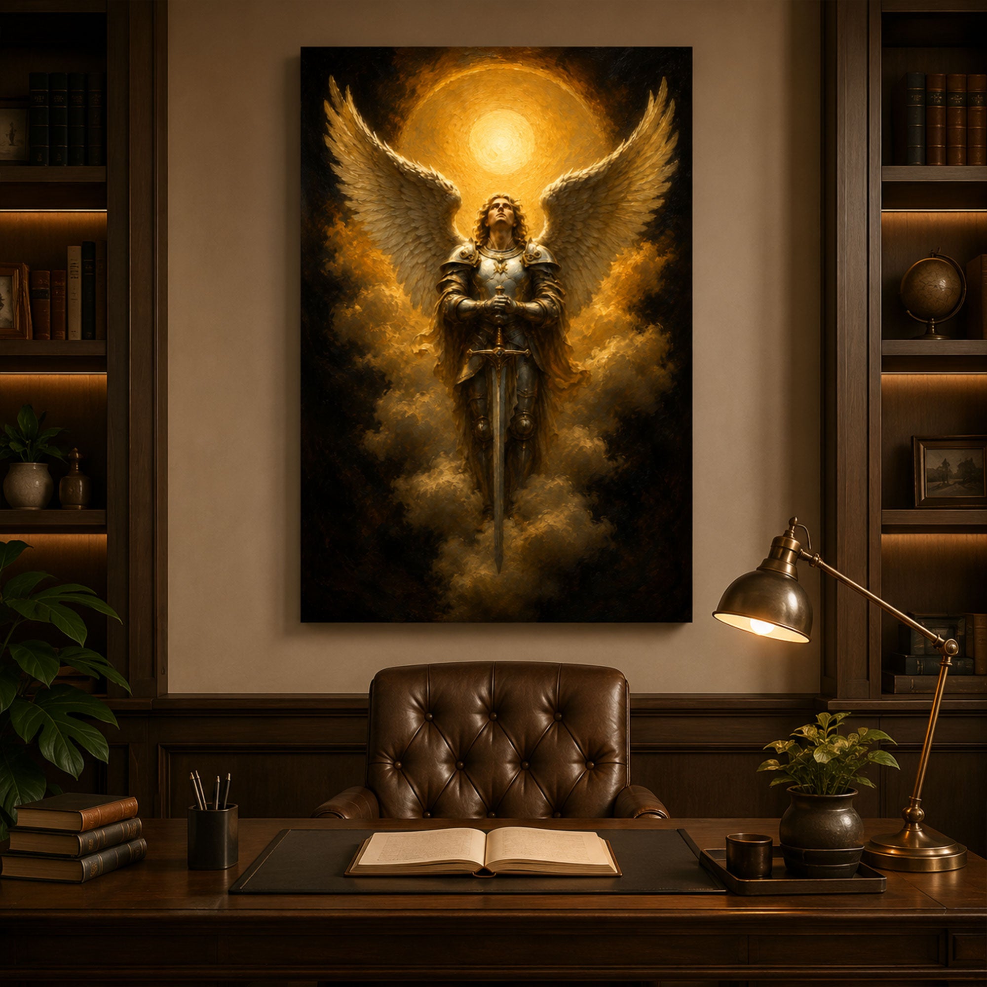 Saint Michael Archangel Canvas Print, Christian Angel Wall Art, Faith Home Decor
