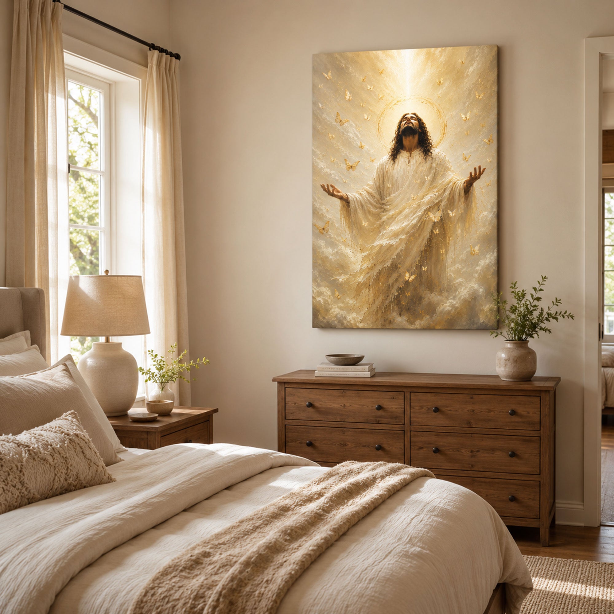 Jesus Ascension Canvas Print, Risen Christ Christian Wall Art, Faith Home Decor Gift