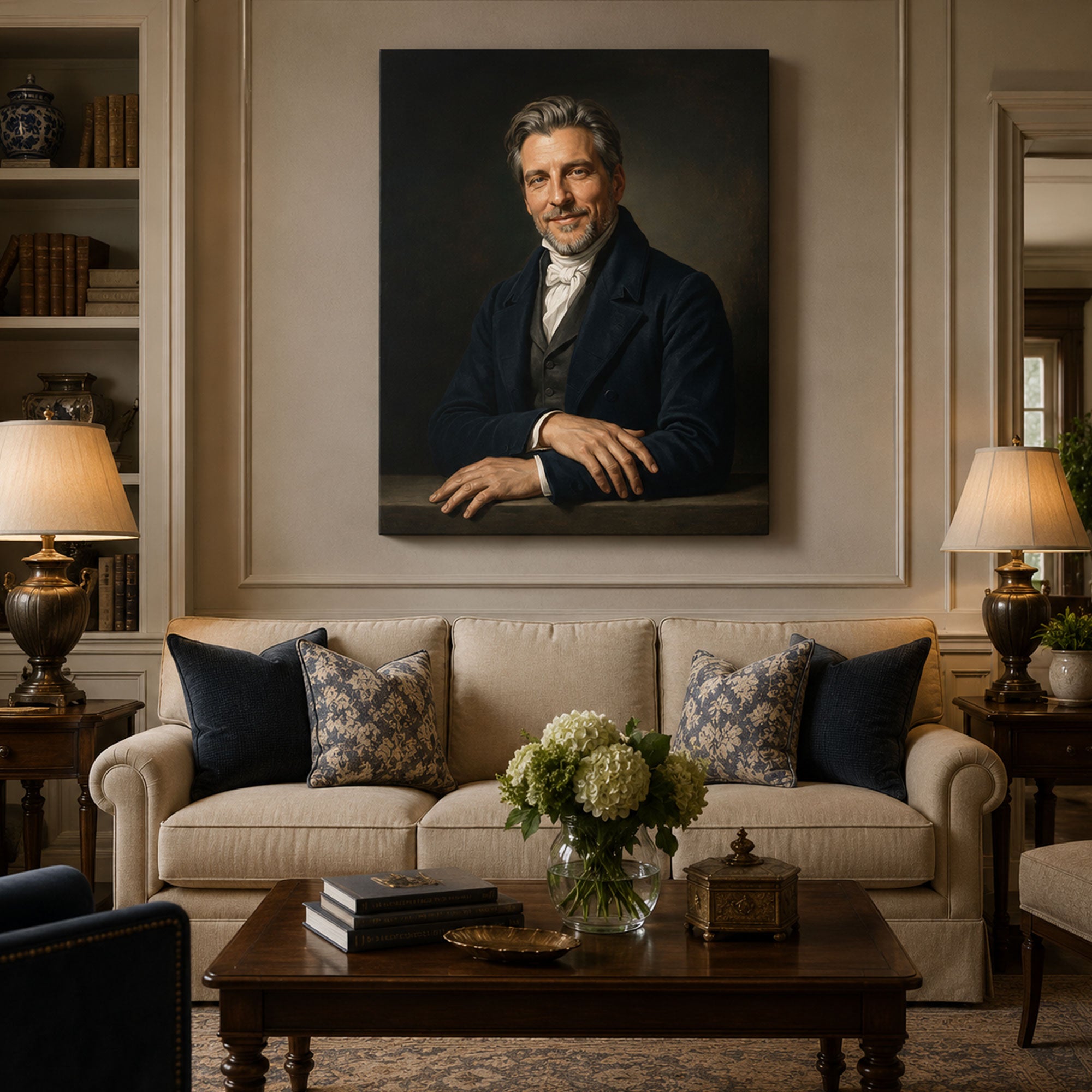 Custom Face For Dad Victorian Canvas, Personalized Gentleman Portrait, Funny Father’s Day Gift
