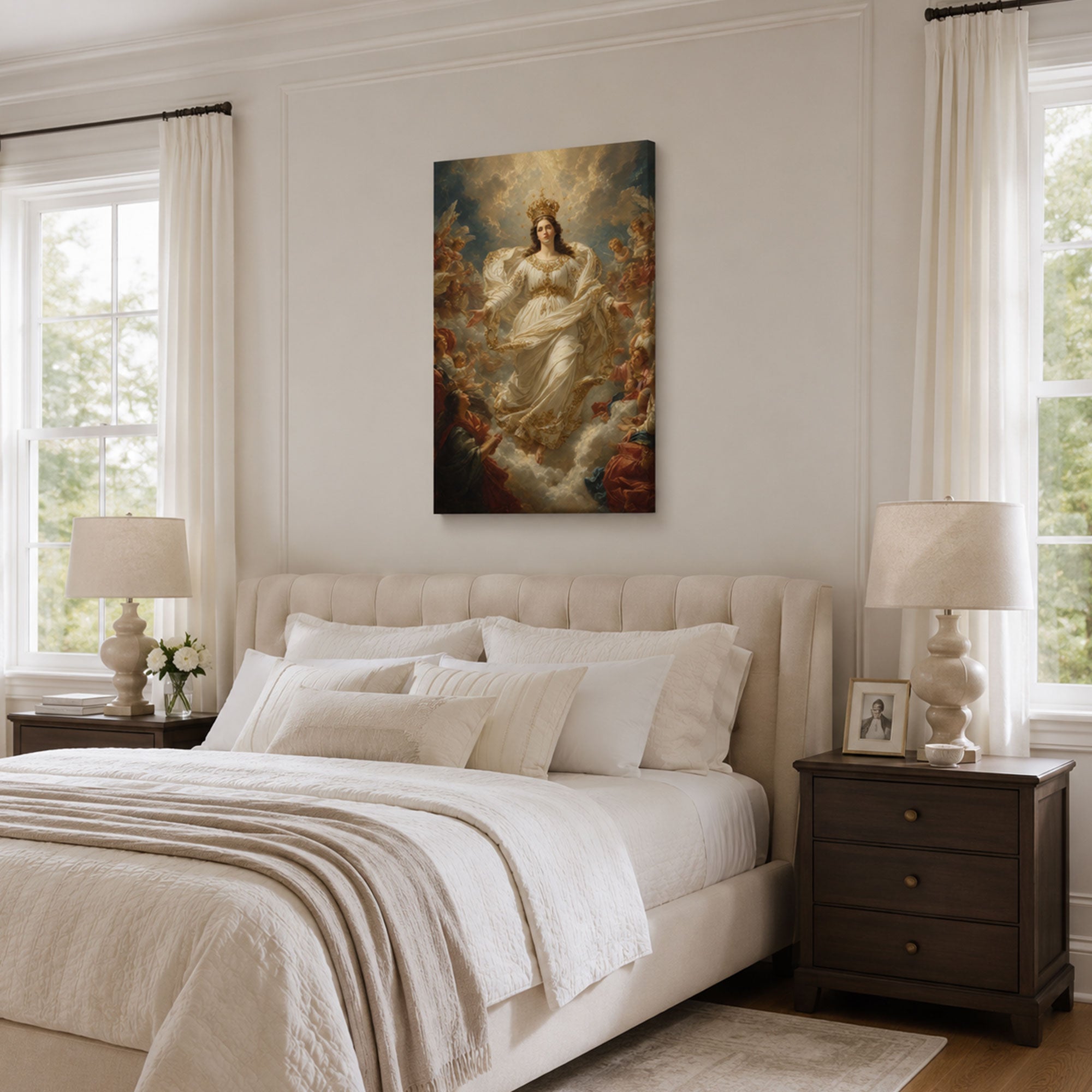 Assumption of Virgin Mary with Angels Canvas Print, Catholic Home Decor