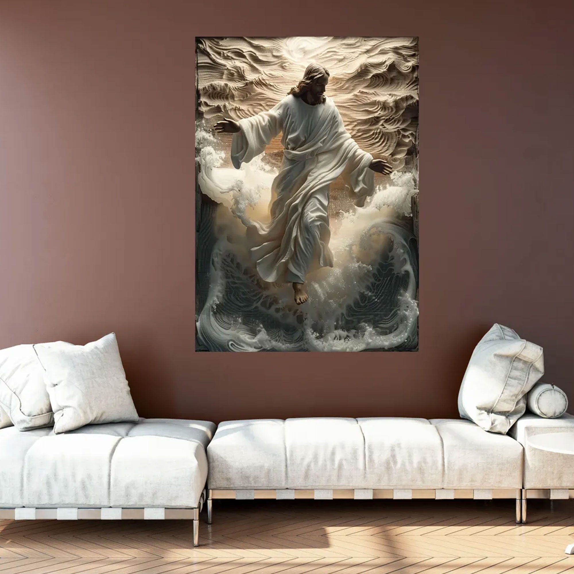 Jesus Walking on Water Canvas Print, Christian Wall Art, Biblical Scene, Spiritual Inspirational Home Decor, Religious Gift