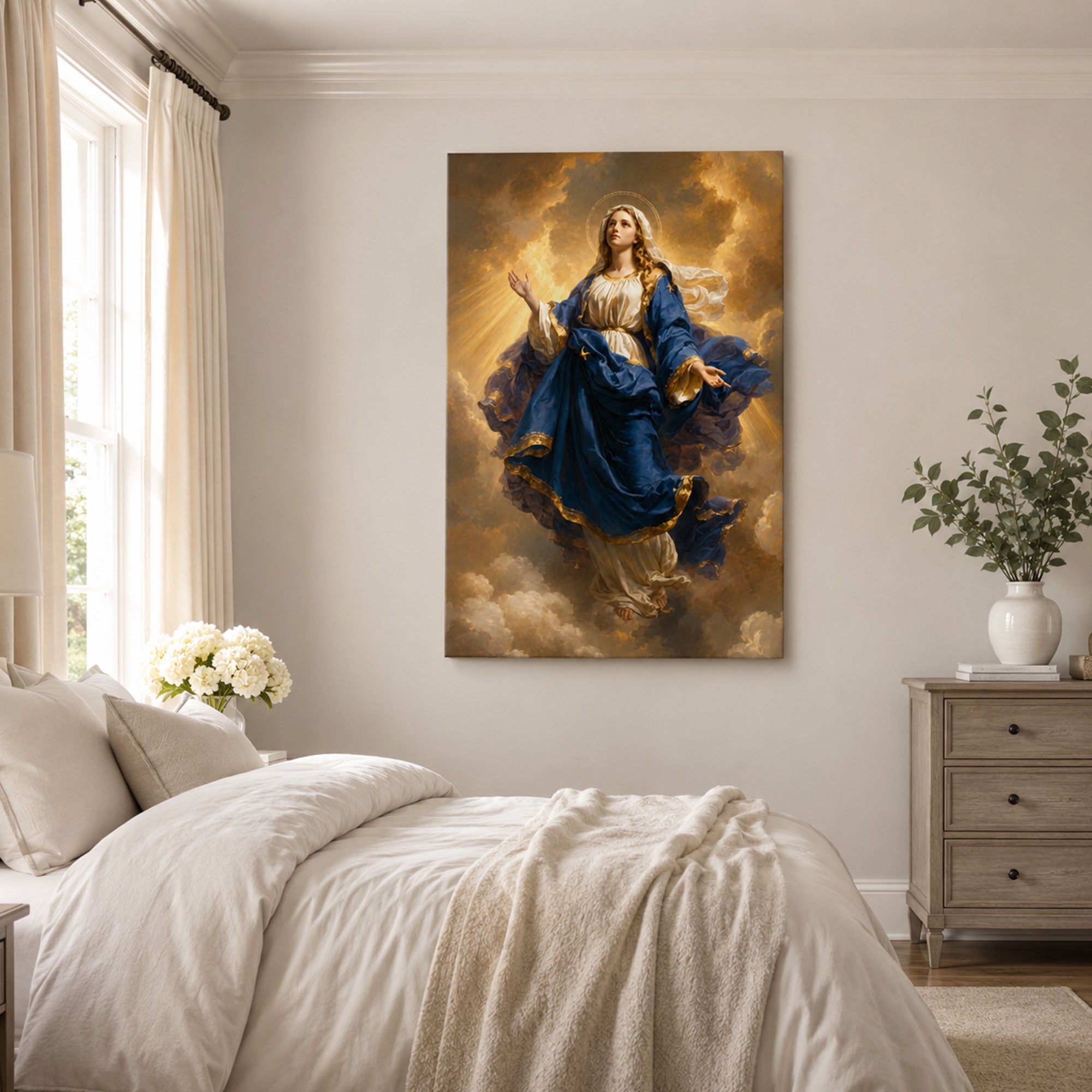 Assumption of the Blessed Virgin Mary Canvas Print, Catholic Wall Art