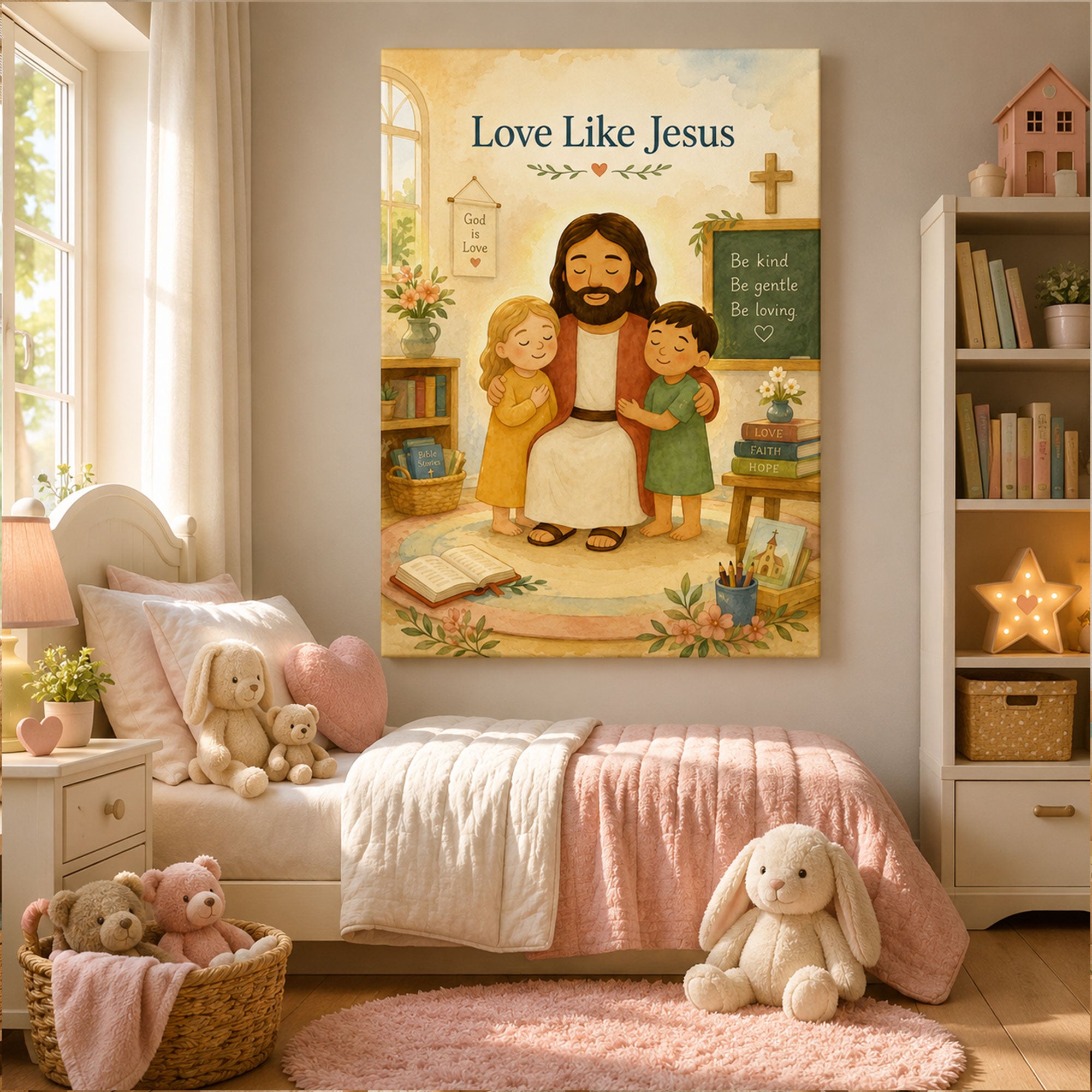 Love Like Jesus Canvas Print Christian Kids Wall Art Bible Classroom Nursery Faith Decor
